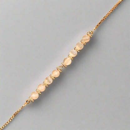 PRIMA DONNA SERIES - Linear Rose Gold Plated Brass Chain Bracelet with Fine Crystal Balls