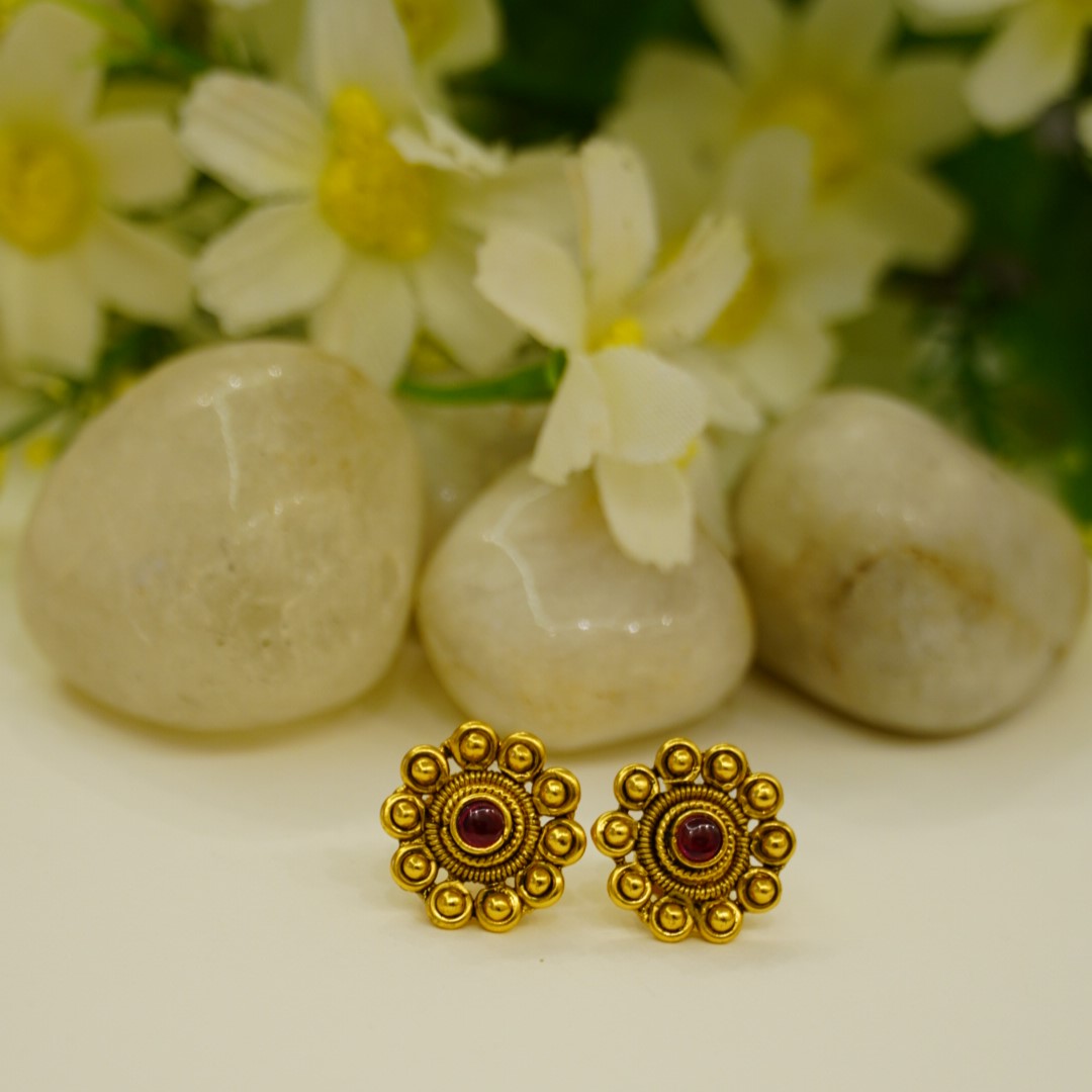 Elegant Drop Shape Ruby Studded Traditional  Pendant Set