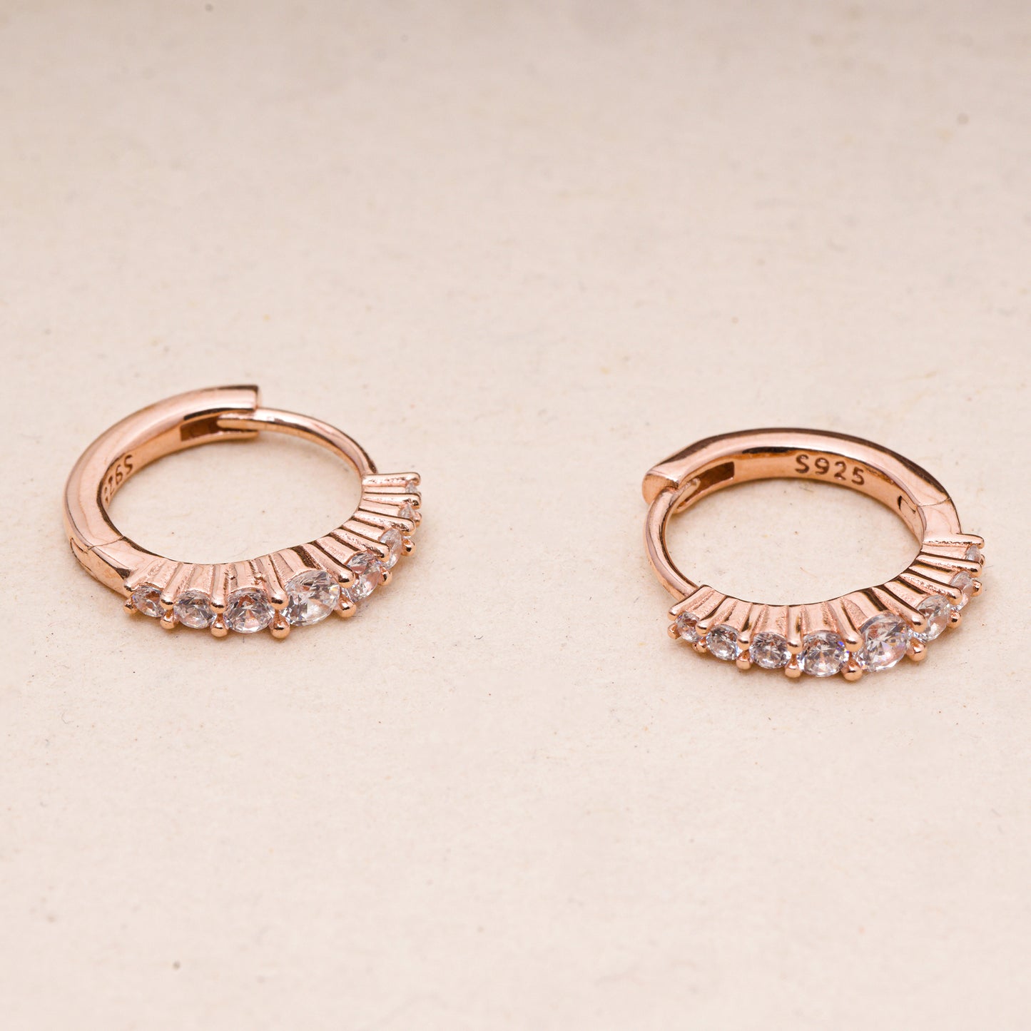 18KT Rose Gold Plated Zirconia Studded Hoop Earrings in Silver925