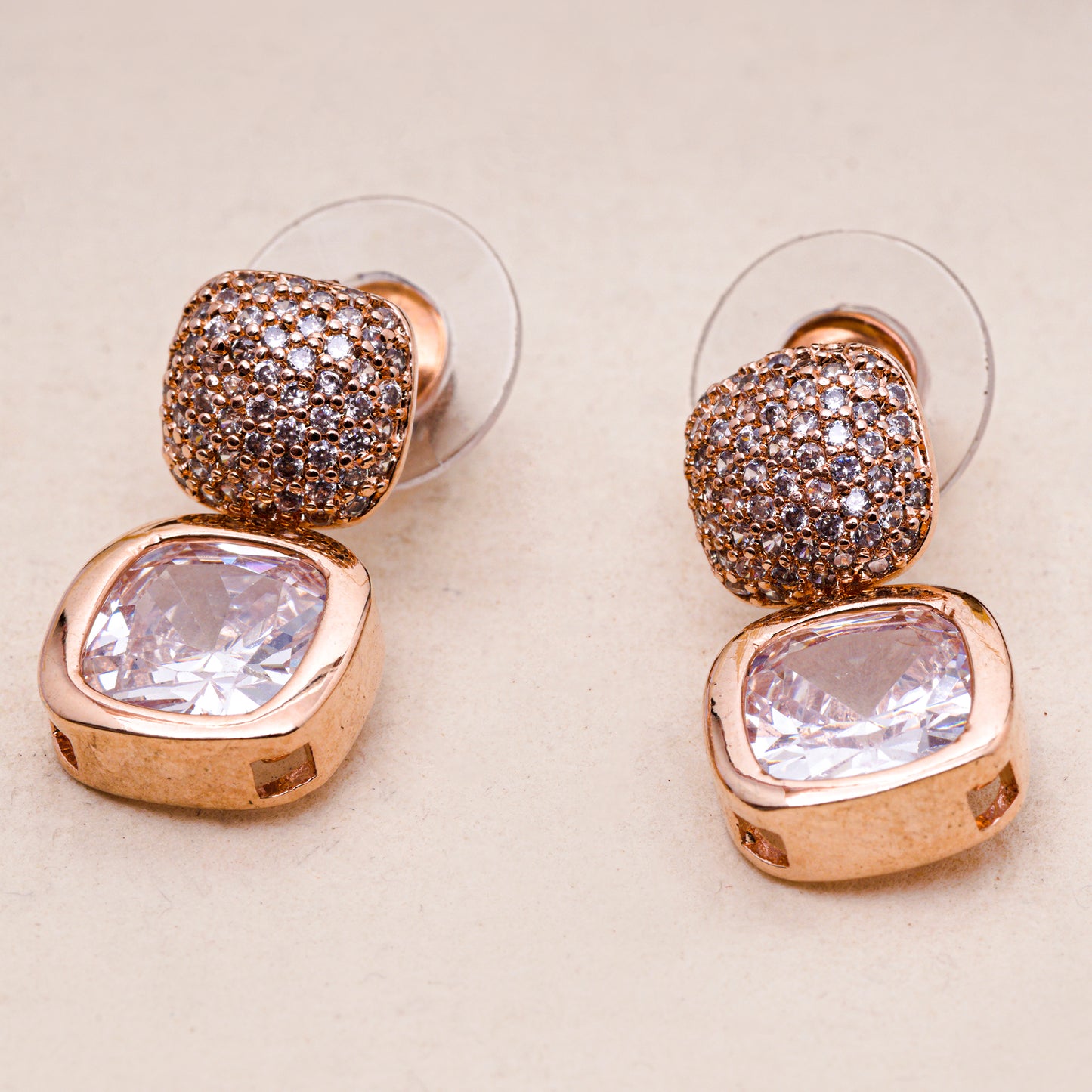 5A Zircon Rose Gold Hanging Studs Earring