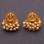 Vintage Laxmi Traditional Studs with White Pearls in 22KT Matte Gold
