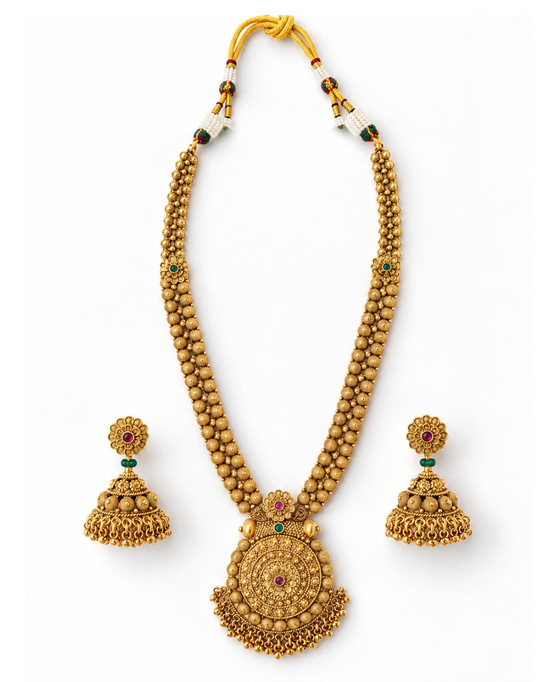 Multilayer Beaded Gold-Plated Circular Necklace Set