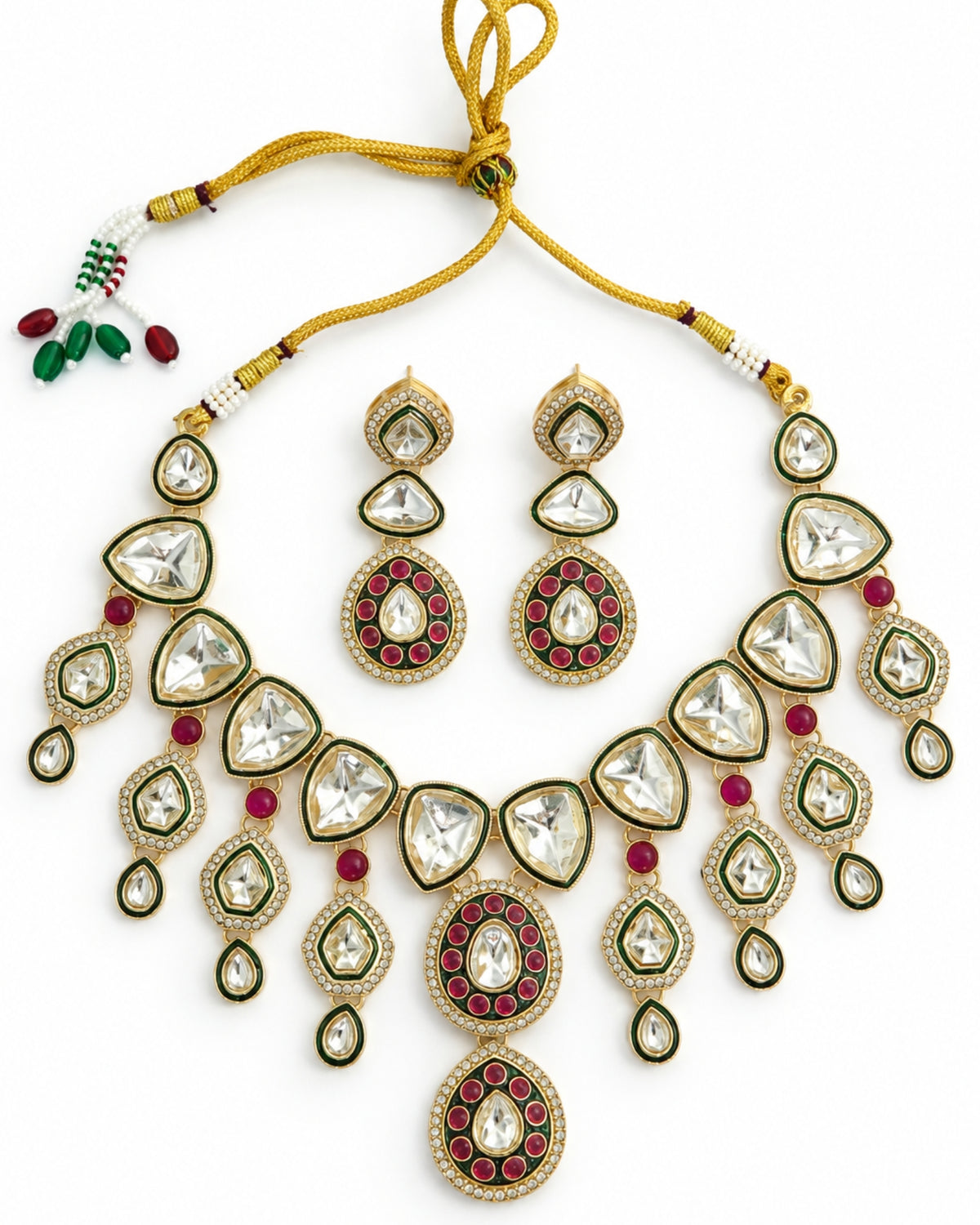 Kundan Studded Dangling Necklace & Earrings Set