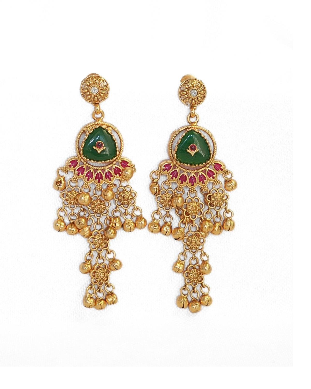Gold plated Kashmiri Emerald Earrings set