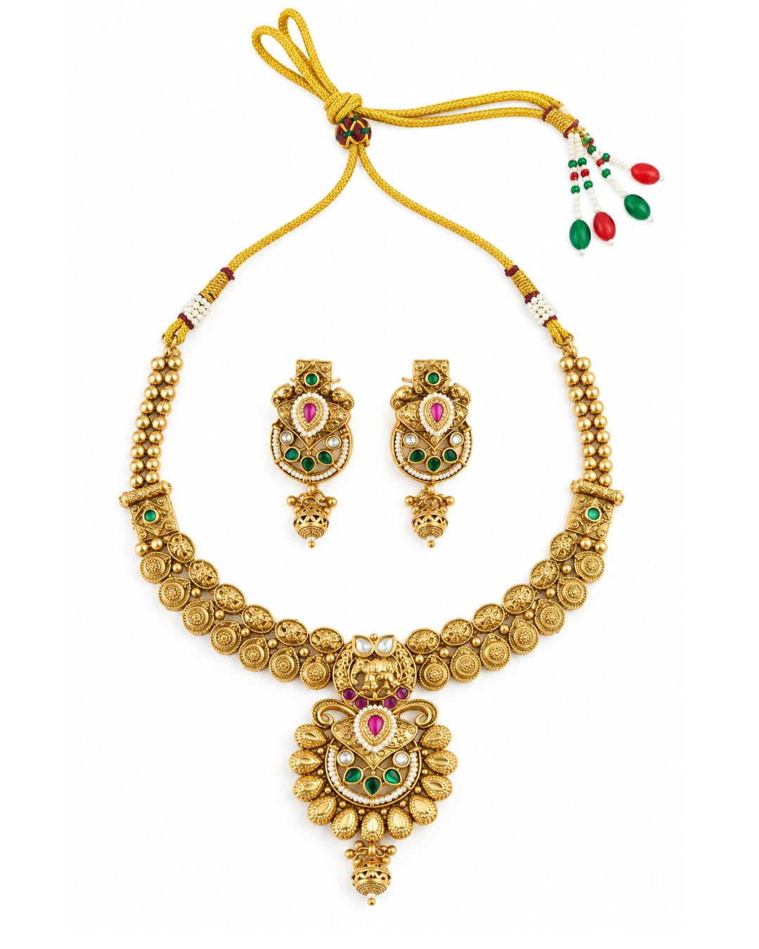 Gold Plated Traditional Necklace and Earrings Set
