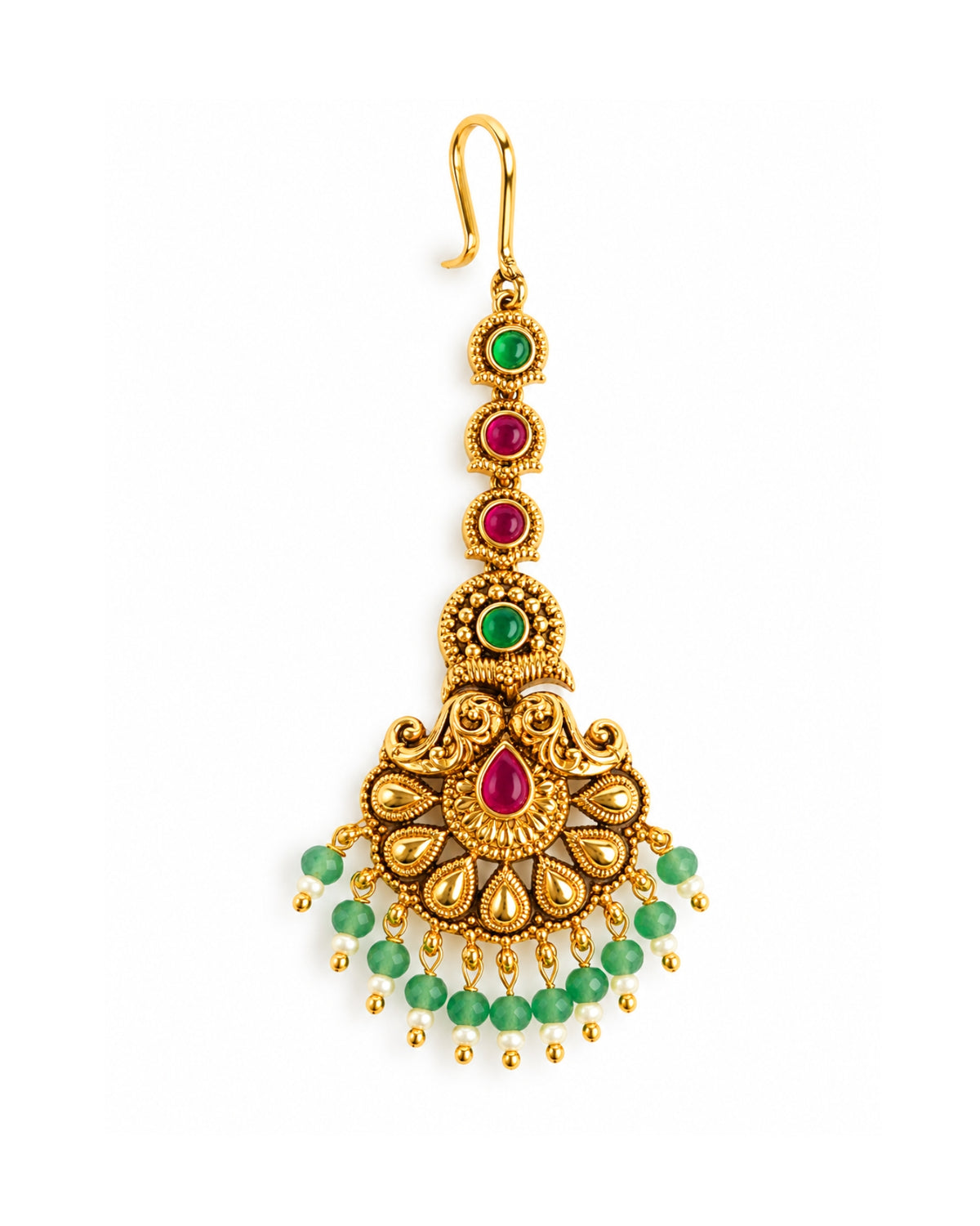 Handcrafted Gold Plated Multicolor Beads and Stones Maang Tikka