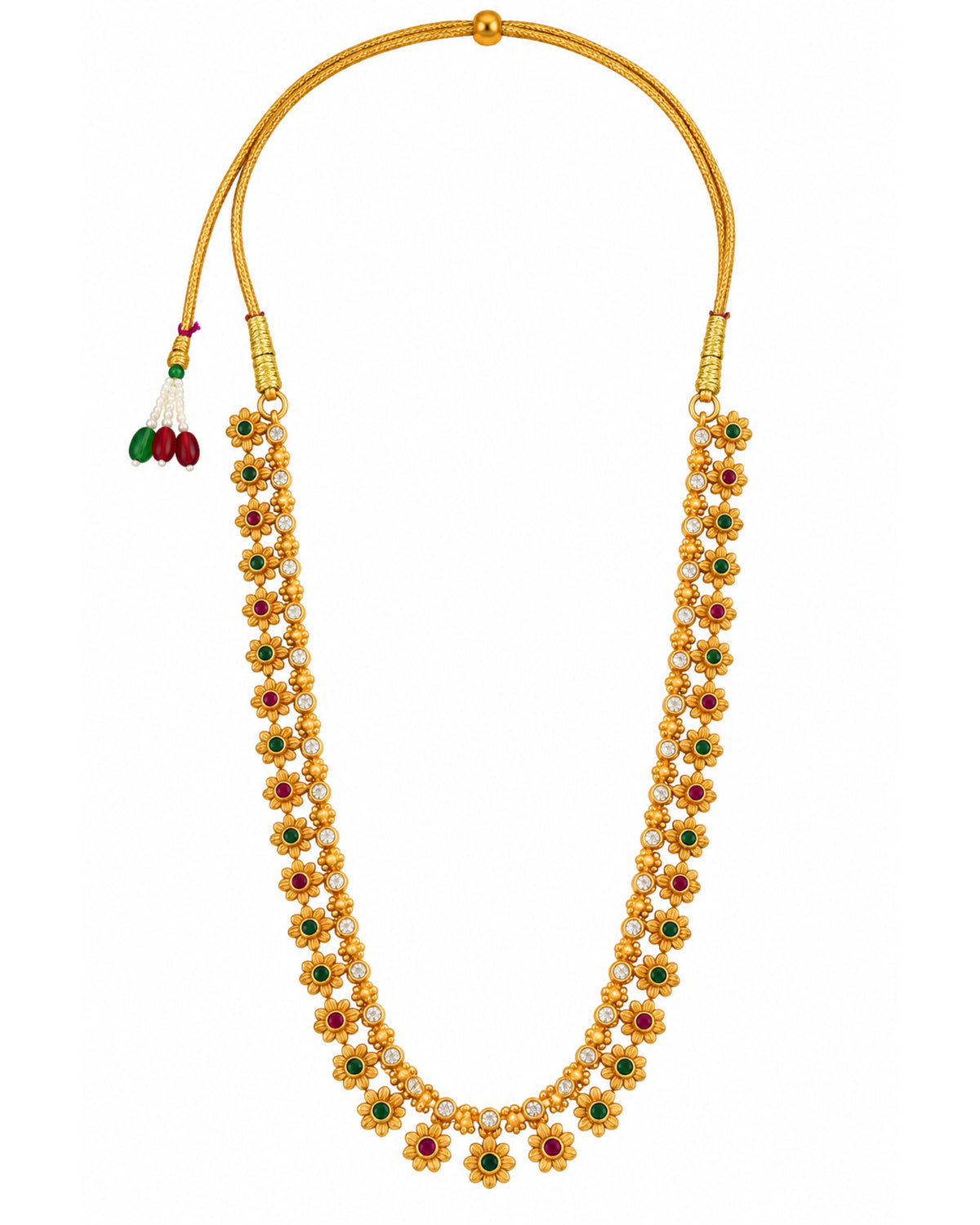Antique Gold plated Floral Necklace Set with Jhumka