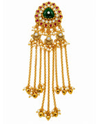 22K Micron Gold Plated Pearl Beaded Festive Hair Accessory with Floral Detail
