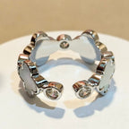 PRIMA DONNA SERIES - Flower Shaped Mother of Pearl with 5A Zirconia Rhodium Plated Adjustable Finger Ring