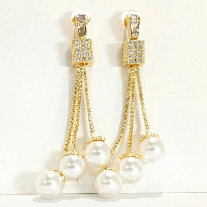 PRIMA DONNA SERIES - AD Danglers with set of 3 Hanging Pearl Earrings