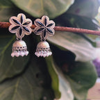 Exquisite Floral Jhumkas with Jaipuri Stones & Pearls
