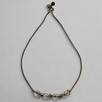 PRIMA DONNA SERIES - Leaf shaped White stones and 5A Zirconia Oxidized Brass Chain Bracelet